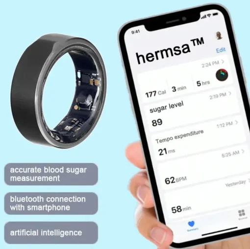 HERMSA™ AI Chip Smart Weight Loss Ring with SOS for Emergencies